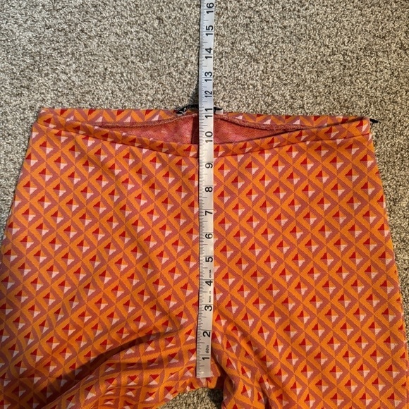 Zara orange jacquard knit geometric pull on flare pants size large - Picture 9 of 11